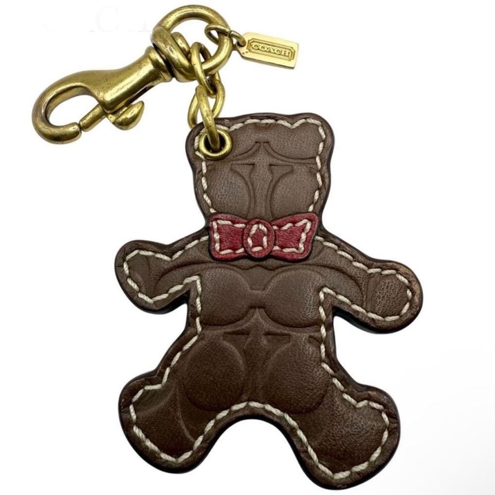 RARE Coach Bear Bag Charm crafted from Signature Coated Canvas/Refined leather